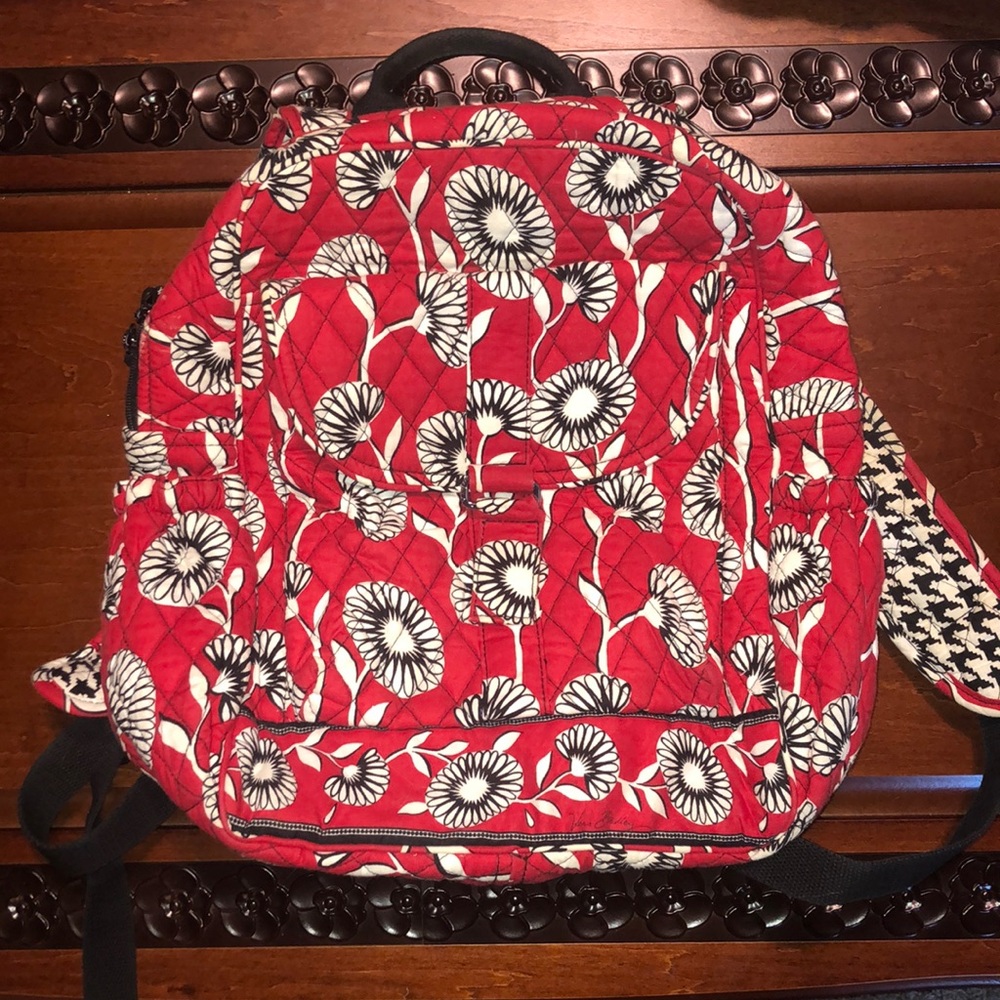 Vera Bradley Red and Black Flowered Backpack